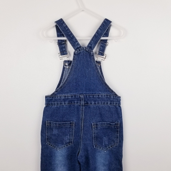 Girl's Denim Distressed Jean Overalls - Picture 6 of 7